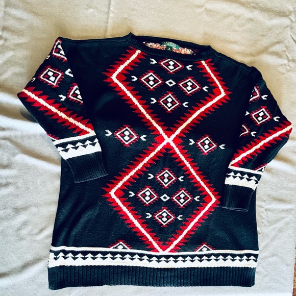 Lauren Ralph Lauren Women's 1X Aztec Print Long Sleeve Pullover Sweater - Picture 2 of 6
